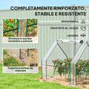 Mini Serra da Giardino 360x90x90 cm a 4 Porte Arrotolabili con Copertura Allungata in Acciaio e PE Trasparente      
