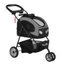 Passeggino per Cani e Gatti Pieghevole 100x45x92 cm con Trasportino Staccabile Nero e Grigio