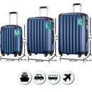 Set 3 Valigie Rigide con Ruote Easy Roll Trolley Bagaglio da Viaggio Blu Navy      