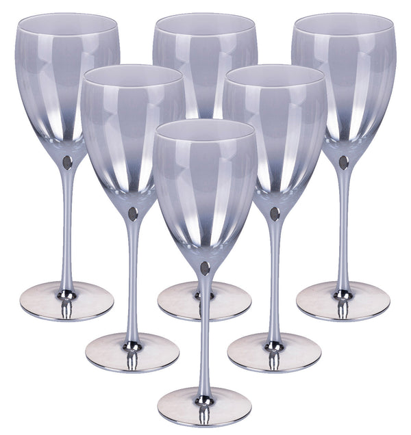 prezzo Set 6 Calici Vino Très Chic in Vetro VdE Tivoli 1996 Silver
