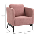 Poltroncina 73x74x82 cm in Velluto a Coste Rosa