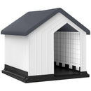 Casetta per Cani Piccoli e Mini da Esterno 62x61x60 cm Impermeabile in Plastica con Finestra Grigio      