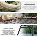 Set Salotto da Giardino Divano 2 Poltrone e Tavolino in Rattan e PE Beige   
