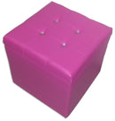 Cubo Pouf Contenitore in Similpelle e Cristalli Renier Fucsia