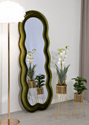 Specchio da Muro Miki Velluto Verde 60x4x160 cm in MDF e Poliestere e Specchio Verde      