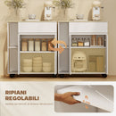 Carrello Isola da Cucina 78x39,5x88,5 cm con Cassetto Armadietto e 2 Ripiani Laterali in Legno Bianco e Rovere      