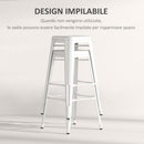 Set 2 Sgabelli da Bar Stile Industriale Schienale Rimovibile 44x49x116 cm in Metallo Bianco