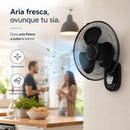 Ventilatore da Parete Ø40 cm con Telecomando Installazione a Muro Silenzioso Nero      