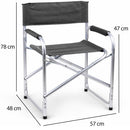 Sedia Regista 57x48x78 cm Struttura in Alluminio Rivestimento Tessuto Oxford Grigio      