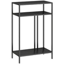 Tavolo Consolle 55x30x85 cm con Ripiani Aperti a 3 Livelli in Acciaio Nero      