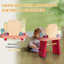 Specchiera Giocattolo per Bambini Tavolo Toeletta con Accessori e Rubinetto Rosa  