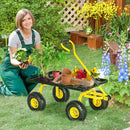 Carrello da Giardino 94x48.5x100 cm con Capacità 150 kg e Maniglia Rivestita in Acciaio Giallo e Nero      