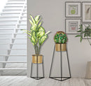Porta Vasi Coppia Glax Ø43x36x70-27x23x45 cm in Ferro Oro e Nero