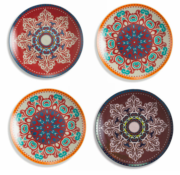 Set 4 Piatti Piani in Porcellana e Gres Multicolor VdE Tivoli 1996 Shiraz sconto