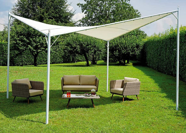 Gazebo a Vela Ombreggiante da Giardino in Ferro 4x4m Vorghini Butterfly Bianca acquista
