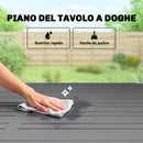 Tavolo da Giardino Allungabile 110-170x90x75 cm per 6-8 Persone con Piano a Doghe in Alluminio Grigio Scuro      