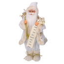 Pupazzo Babbo Natale in Tessuto con regali e lista bianco oro cm 24x12xh45