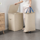 Cesto Portabiancheria Sporca 56x40x 67 cm con Divisorio Doppia Cesta 150L in Poliestere Beige      