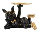 Decorazione Cane Rover Svuotatasche 27x17x18,5 cm in Resina e Metallo Nero e Oro      