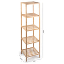 Scaffale a Colonna da Bagno 32x33x141 cm Armadio Organizer a 5 Ripiani in Legno Bambù      