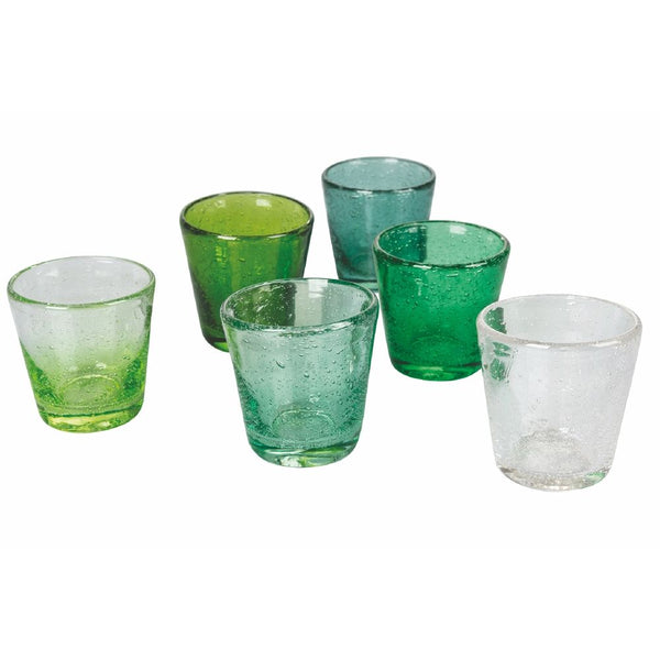 Set 6 Tazzine per Liquori Liquorini Cancun Greenery in Vetro VdE Tivoli 1996 Verde sconto