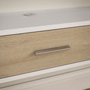 Mobile TV Sospeso 120x26x16 cm per TV fino a 50 Pollici con Vani Aperti e Armadietto in Melamina Bianco e Rovere      