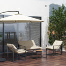 Set 4 Pezzi da Giardino con Divanetto 2 Poltrone e Tavolino in Acciaio, Poliestere e Cotone PP Beige e Grigio      