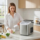 Macchina per Ghiaccio 28,3x22,6x29,9 cm Produzione 12kg in 24 Ore 9 Cubetti in 7-10 Minuti con Sistema Autopulente Argento      