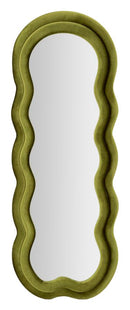 Specchio da Muro Miki Velluto Verde 60x4x160 cm in MDF e Poliestere e Specchio Verde      