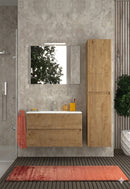 Mobile da Bagno Sospeso con Lavabo 80 cm e Specchio Urano Light Rovere Miele      