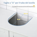 Mobile Sottolavello da Bagno 60x30x60 cm 2 Ante e Intaglio a U Bianco 