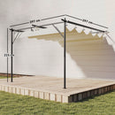 Pergola Addossata 3x3 m con Tetto Scorrevole e Fori di Drenaggio Crema      