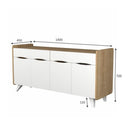 Madia Sila bianco rovere 140x45x72H cm 
