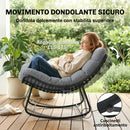 Sedia a Dondolo 87x110x70 cm con Cuscino Morbido in Rattan Grigio Scuro      