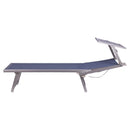 Lettino Mare con Parasole Richiudibile 181x71,5x38,5 cm in Alluminio PVC e Poliestere Blu Navy Riccione      