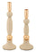 Porta Candele Strek Crema Set 2 Pz Ø9,5x30 cm - Ø9,5x25 cm in Ferro Crema e Oro