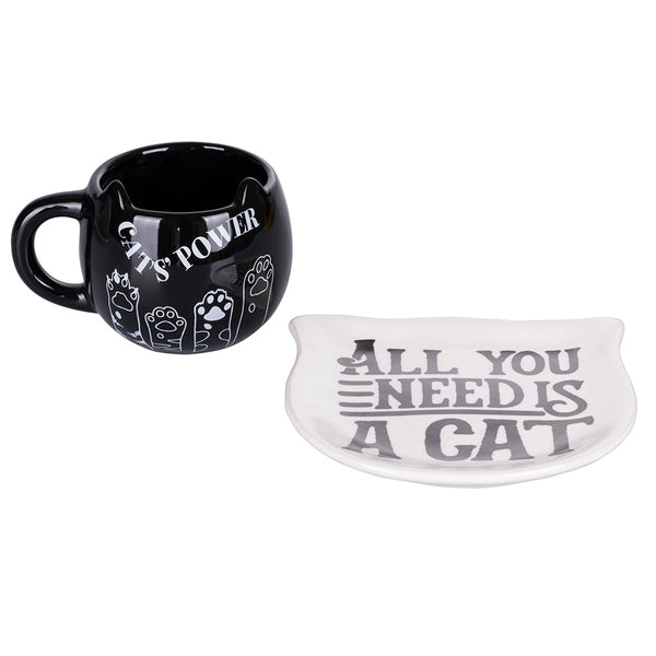 Set piattino e tazza in Ceramica VdE Tivoli 1996 Cats Bianco e Nero sconto
