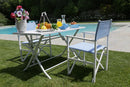 Set Salotto da Giardino Tavolino Divano 2 Sedie in Polyrattan con Cuscini Melbourne Noce