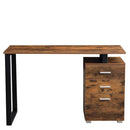 Scrivania con Cassettiera 120x50x75 cm in MDF e Acciaio Legno e Nero   