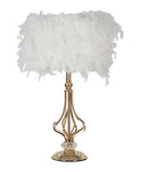 Lampada da Tavolo Tarty Bianca Ø25x54 cm in Ferro e Plastica Oro e Bianco      
