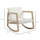 Poltrona Relax a Dondolo 60x81x71 cm Struttura in Legno di Caucciù Crema   