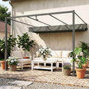 Pergola Addossata 3x3 m con Tetto Retrattile Scorrevole UV30+ e Fori di Drenaggio Grigio Scuro      