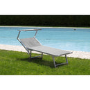 Lettino Mare con Parasole Richiudibile 181x71,5x38,5 cm in Alluminio PVC e Poliestere Écru Mélange Riccione      