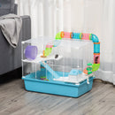 Gabbia per Criceti 3 Livelli 59x36x47 cm con Giochi in Acciaio Azzurro e Bianco