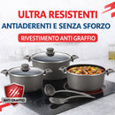 Set 3 Casseruole Milena con Coperchi e Mestoli Piano Cottura Universale Grigio      