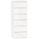 Comò Slim 40x35x109 cm 6 Cassetti Finitura Lucida in MDF Bianco      