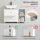 Mobile Sottolavabo da Bagno 90x30x60 cm con 2 Cassetti e Ripiani Aperti in Legno Bianco      