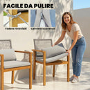 Set 2 Sedie da Giardino 59x55x86 cm con Cuscini in Legno di Acacia Grigio Chiaro      