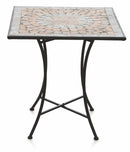 Tavolo da Giardino Quadrato 70x70 cm in Ferro Battuto con Mosaico Soriani Cipro