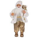 Pupazzo Babbo Natale H62 cm in Stoffa Oro e Bianco